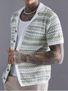 Spring/Summer Men's Leisure Sports Fashion Hollow Knitted Top