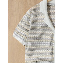 Spring/Summer Men's Leisure Sports Fashion Hollow Knitted Top