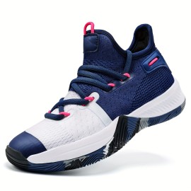 Men's Professional High Top Colour Block Basketball Shoes, Comfy Non Slip Durable Rubber Sole Lace Up Sneakers For Men's Outdoor Activities