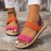 Women's Colorblock Flat Sandals - Comfortable Open Toe Slip On Summer Shoes with Elastic Strap and Imitation Espadrille Sole